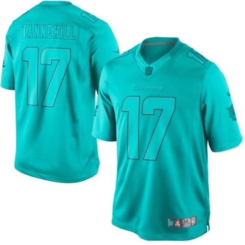 Men's Limited Ryan Tannehill Nike Jersey Aqua Green - #17 Drenched NFL Miami Dolphins